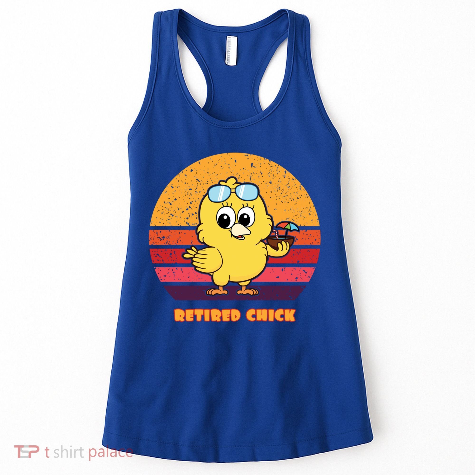 Funny Retired Chick Retro Sunset Retired Chick Gift Ideas Gift Women's Tank Top
