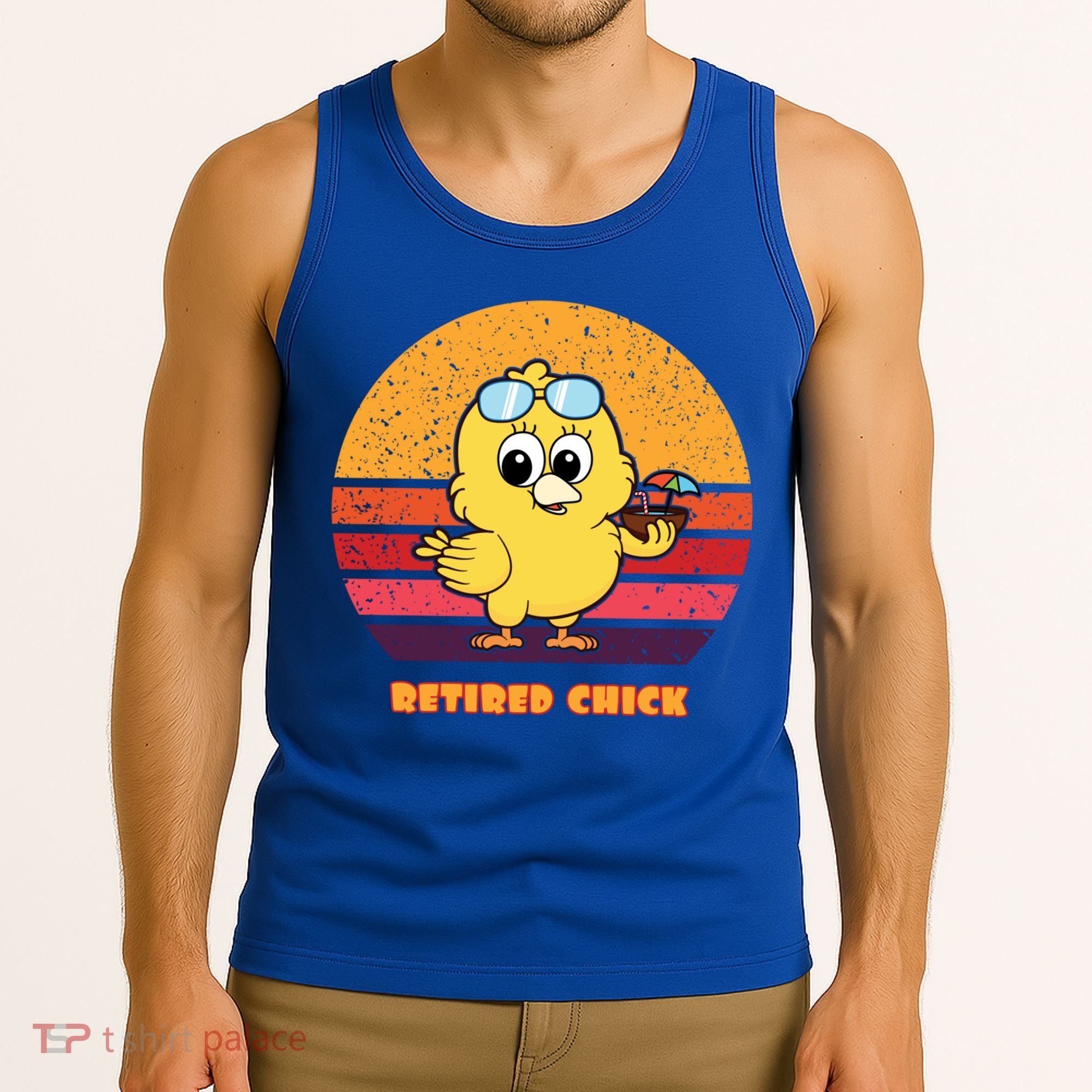Funny Retired Chick Retro Sunset Retired Chick Gift Ideas Gift Tank Top