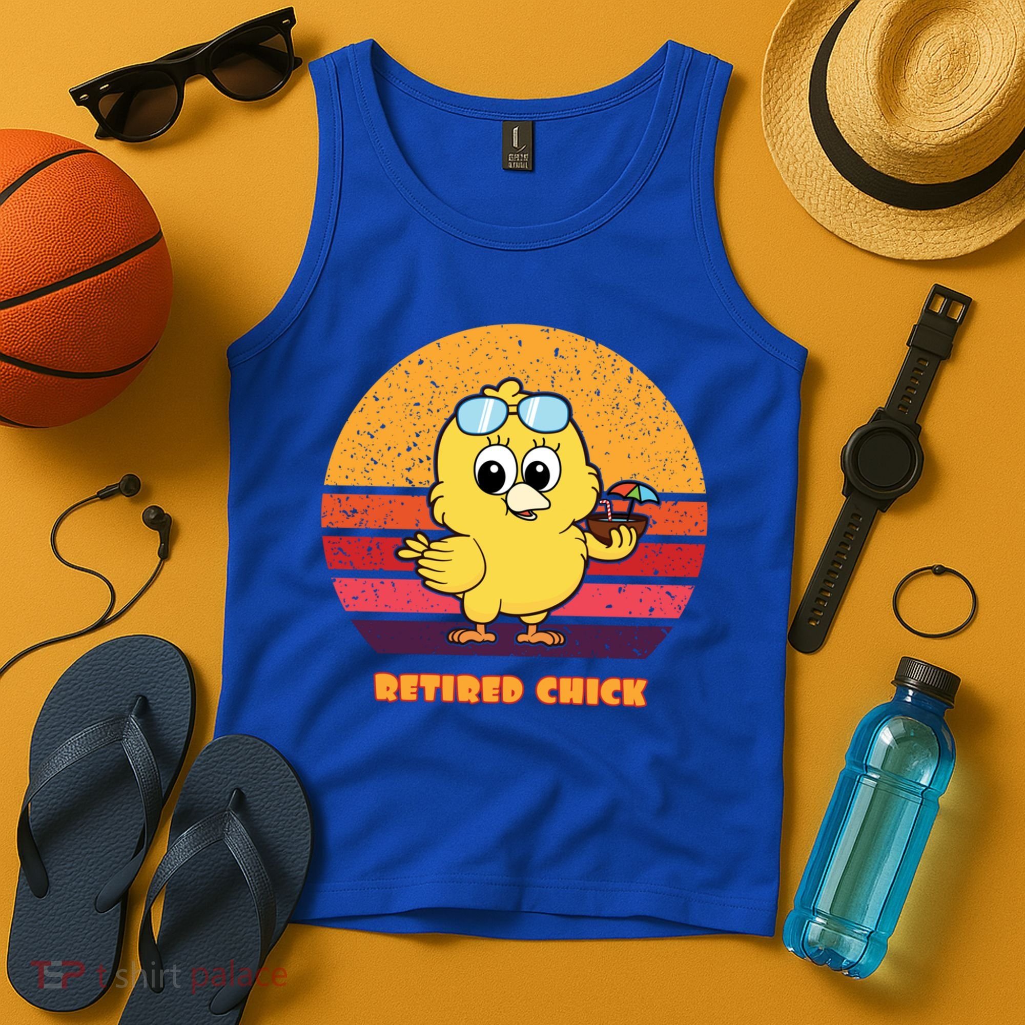 Funny Retired Chick Retro Sunset Retired Chick Gift Ideas Gift Tank Top