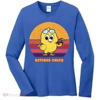 Funny Retired Chick Retro Sunset Retired Chick Gift Ideas Gift Women's Long Sleeve Shirt thumb 0