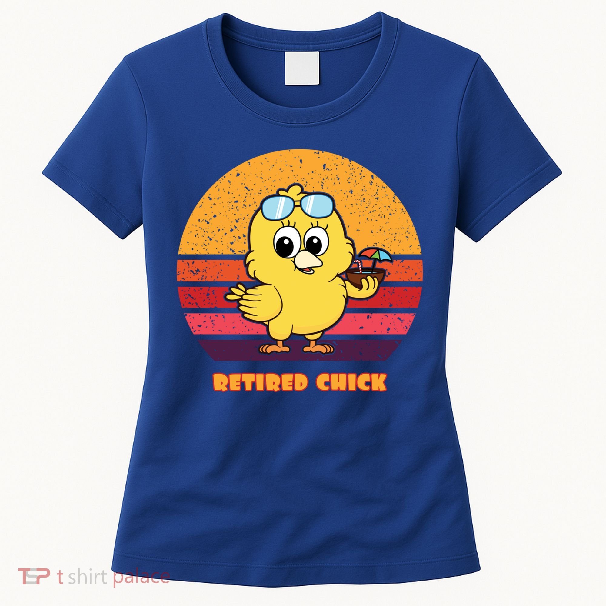Funny Retired Chick Retro Sunset Retired Chick Gift Ideas Gift Women's T-Shirt