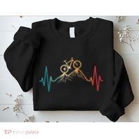 Funny Retro Cycling Heartbeat Bicycle Mountain Bike Biking Sweatshirt thumb 2