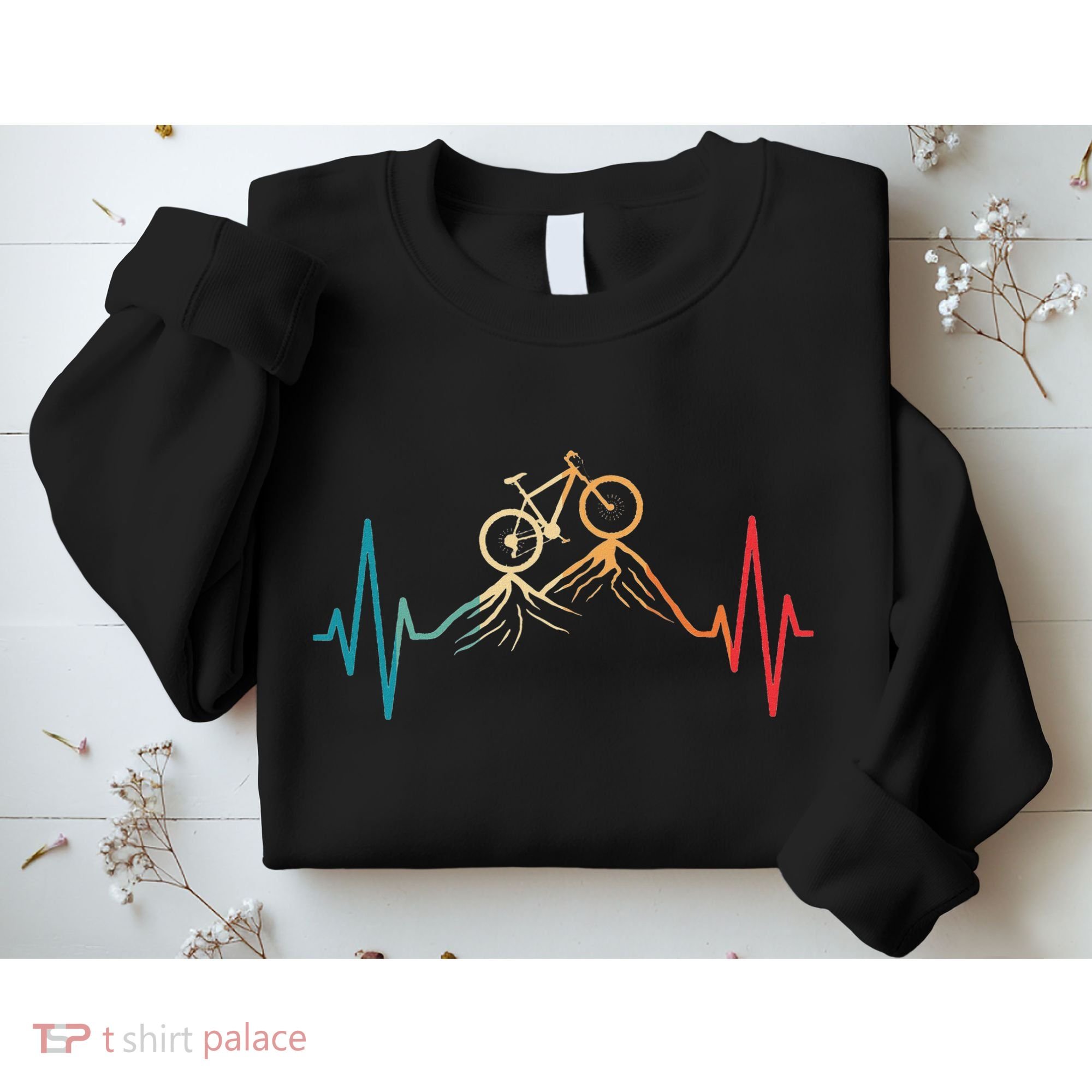 Funny Retro Cycling Heartbeat Bicycle Mountain Bike Biking Sweatshirt