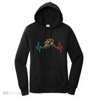Funny Retro Cycling Heartbeat Bicycle Mountain Bike Biking Women's Hoodie thumb 0