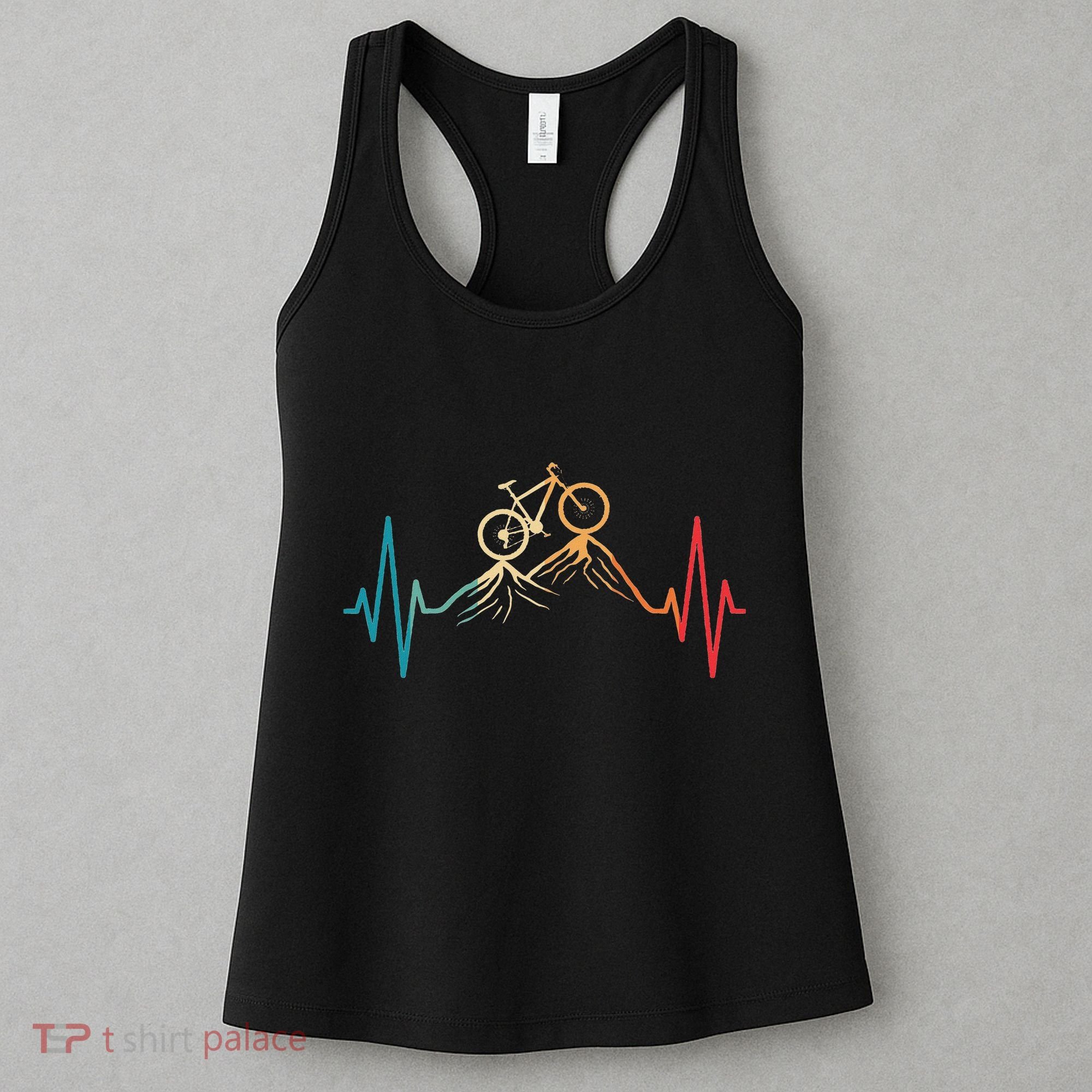 Funny Retro Cycling Heartbeat Bicycle Mountain Bike Biking Women's Tank Top