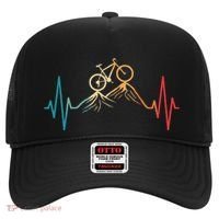 Funny Retro Cycling Heartbeat Bicycle Mountain Bike Biking Hat thumb 0