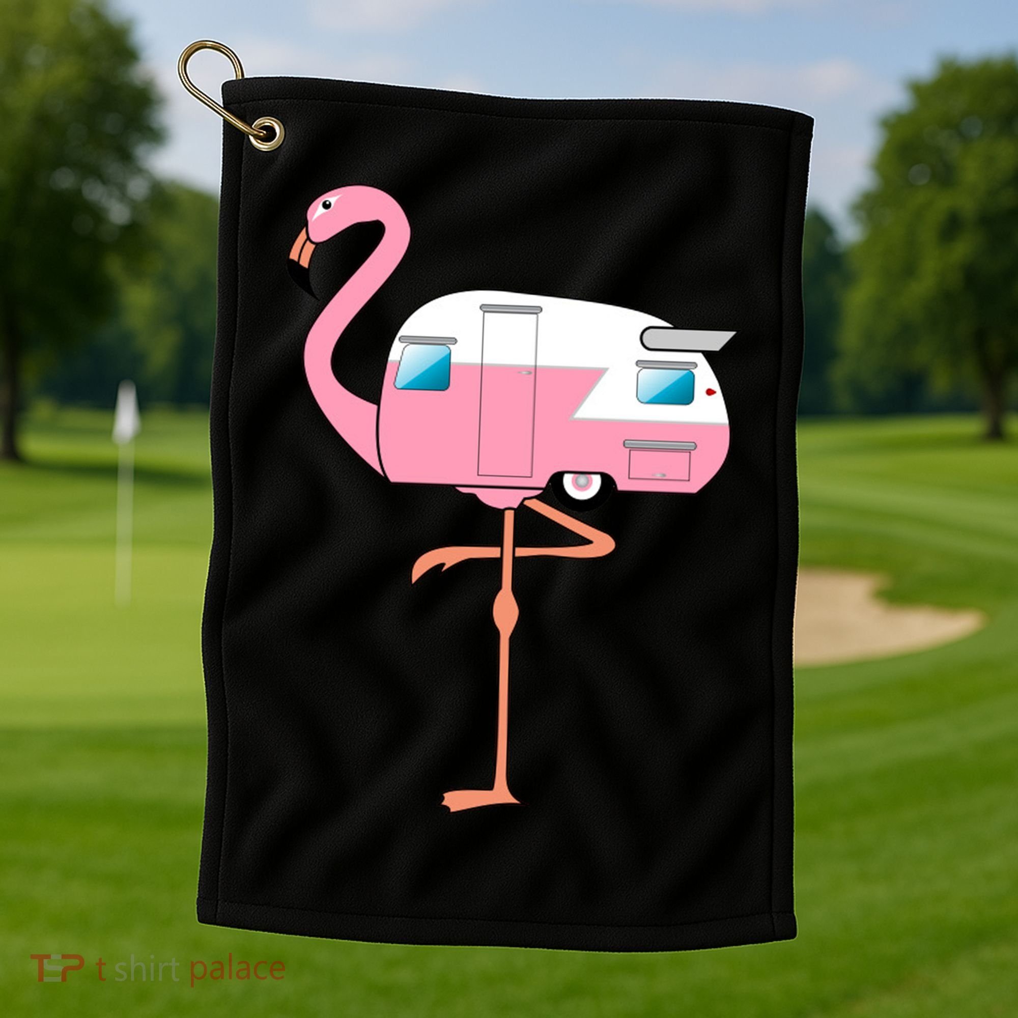 Flamingo RV Camper Golf Towel