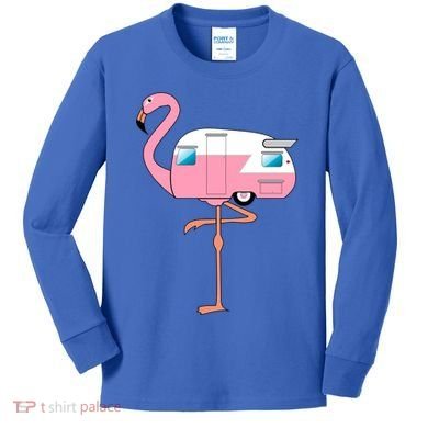 Flamingo RV Camper Kids Long Sleeve Shirt