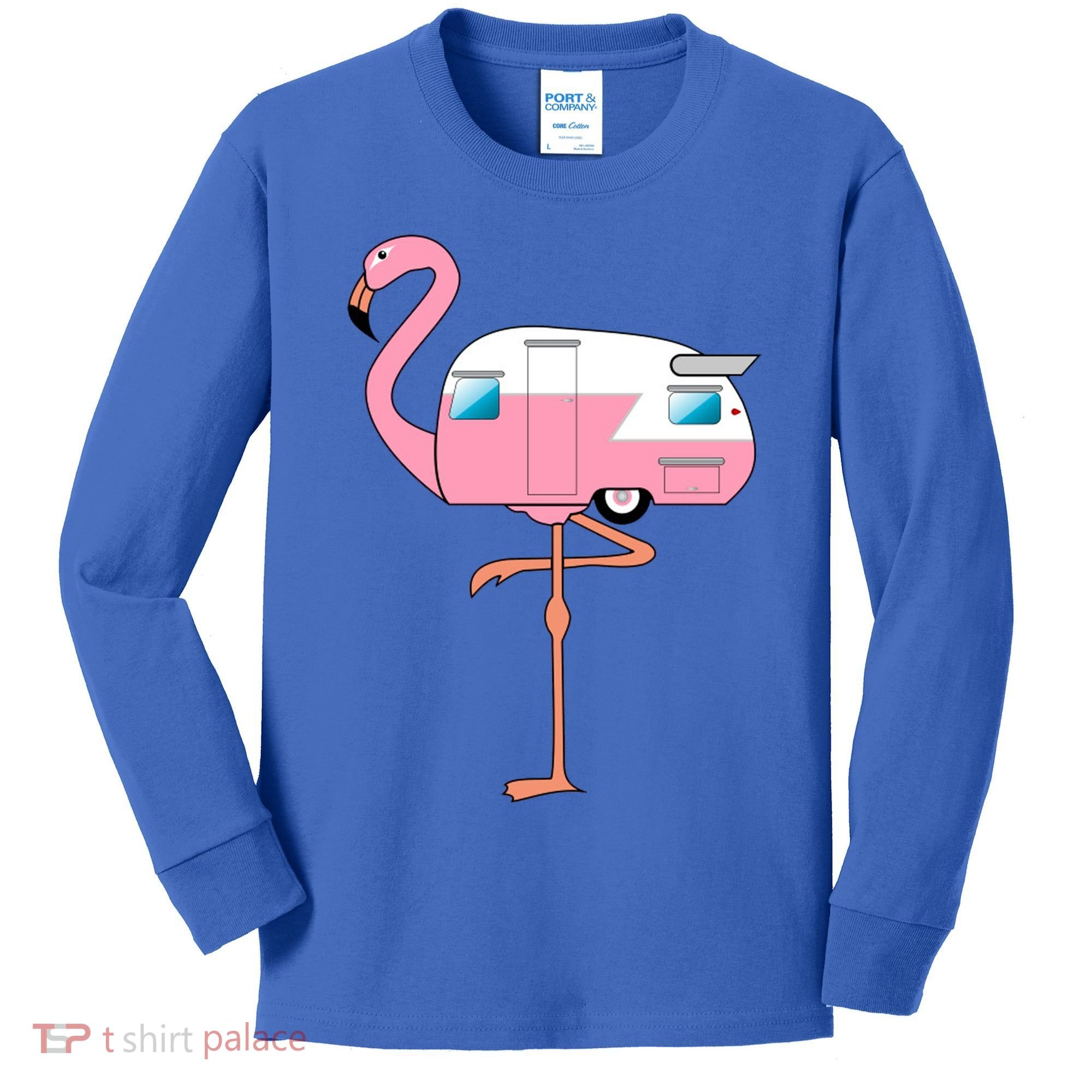 Flamingo RV Camper Kids Long Sleeve Shirt