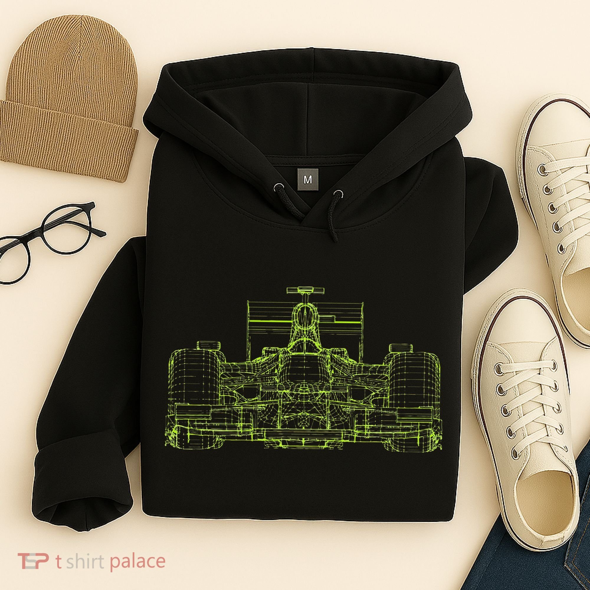 Formula Racing Car Blueprint Mechanical Engineer Racer Fan Hoodie