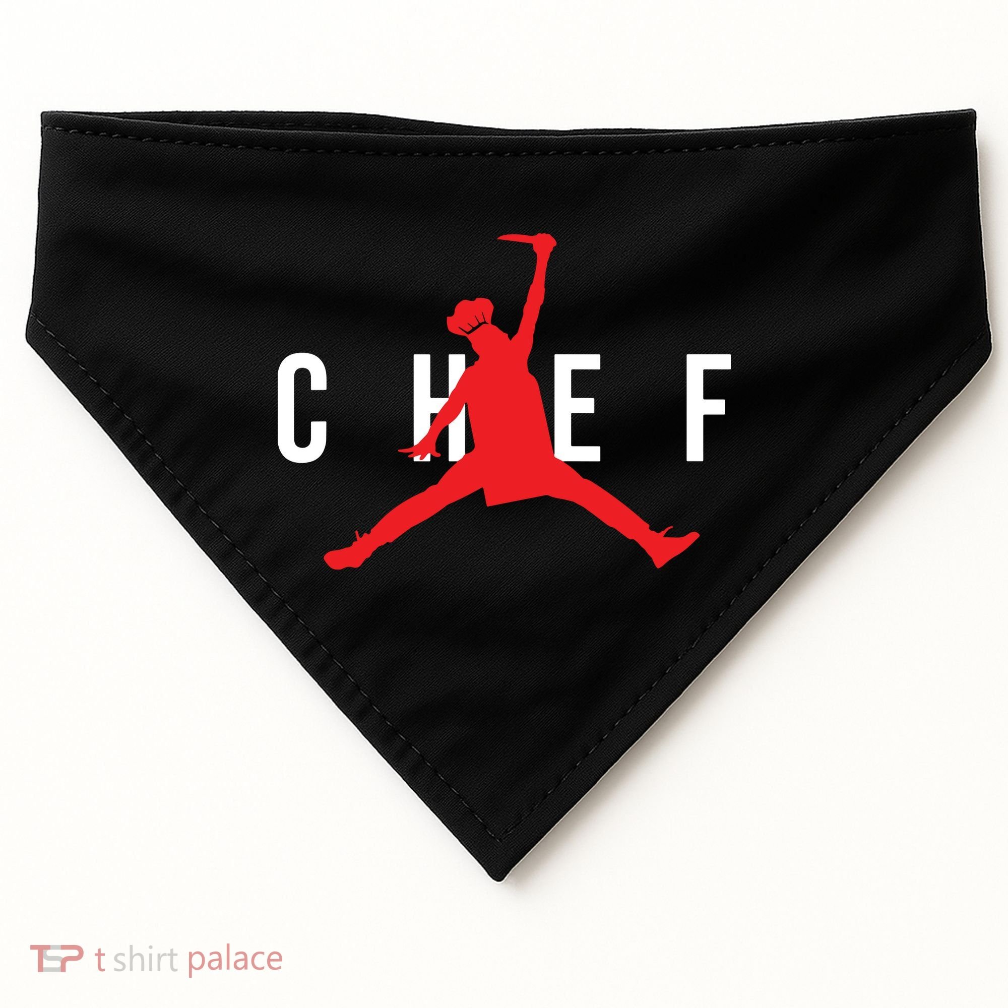 Funny Restaurant Chef Jumping Chef Knife Logo USA-Made Doggie Bandana