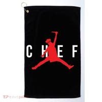 Funny Restaurant Chef Jumping Chef Knife Logo Golf Towel thumb 0