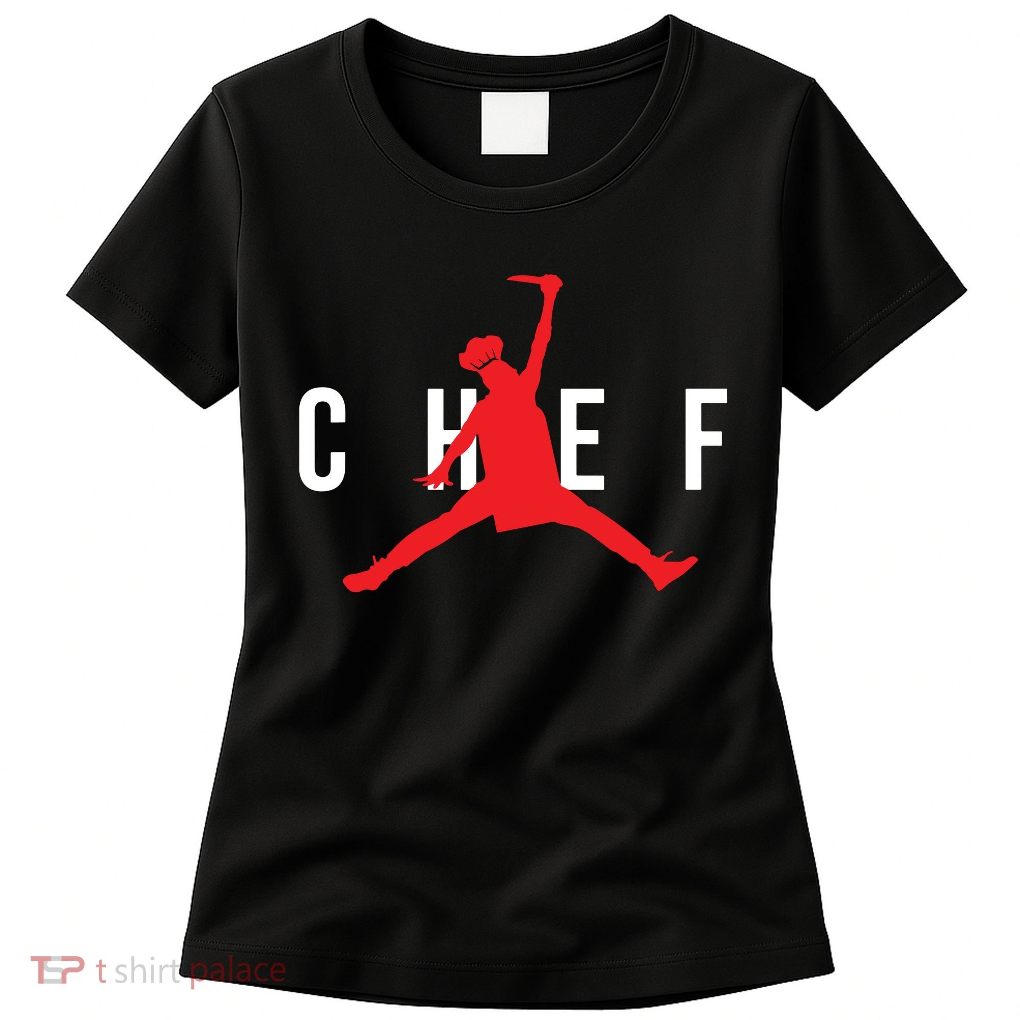 Funny Restaurant Chef Jumping Chef Knife Logo Women's T-Shirt