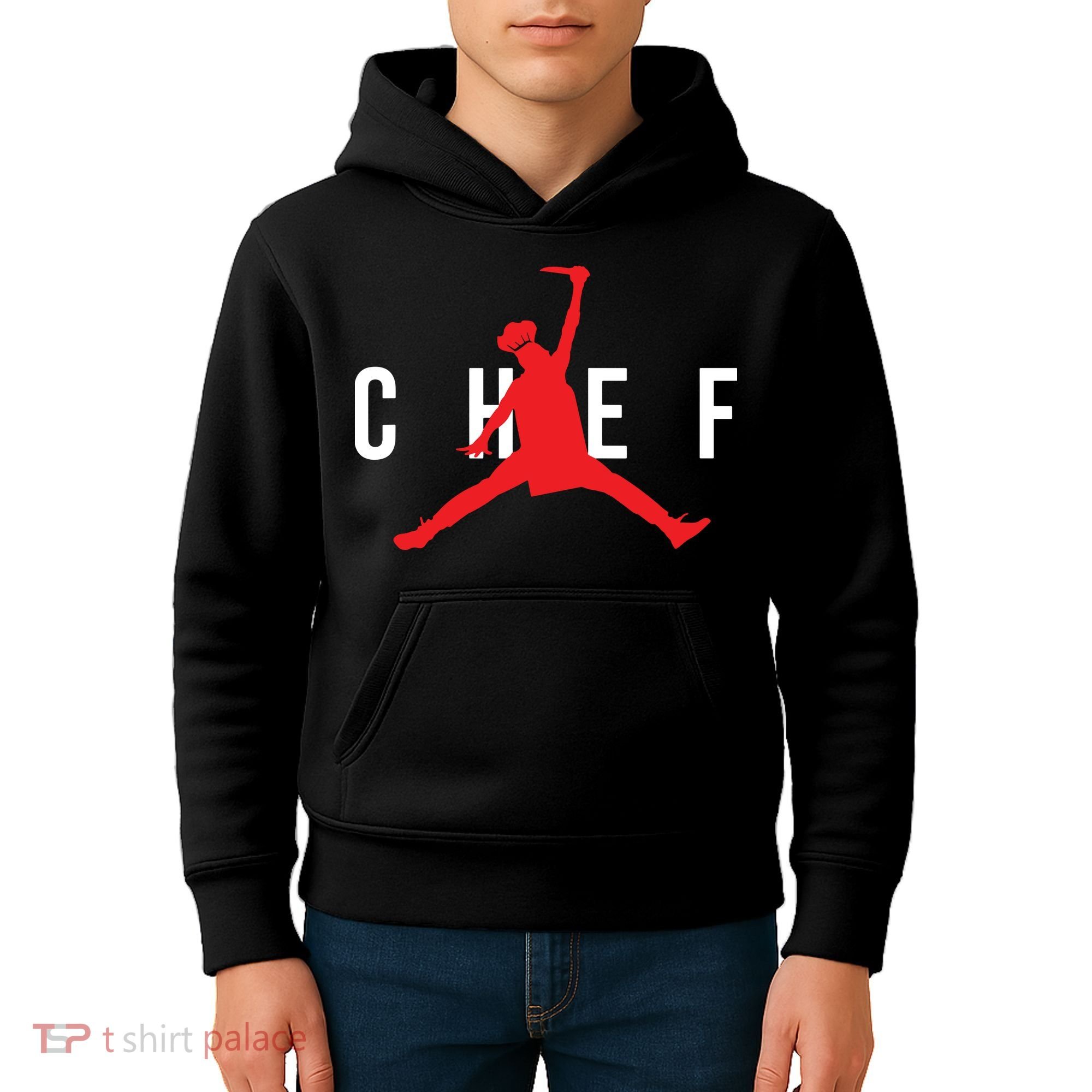 Funny Restaurant Chef Jumping Chef Knife Logo Kids Hoodie