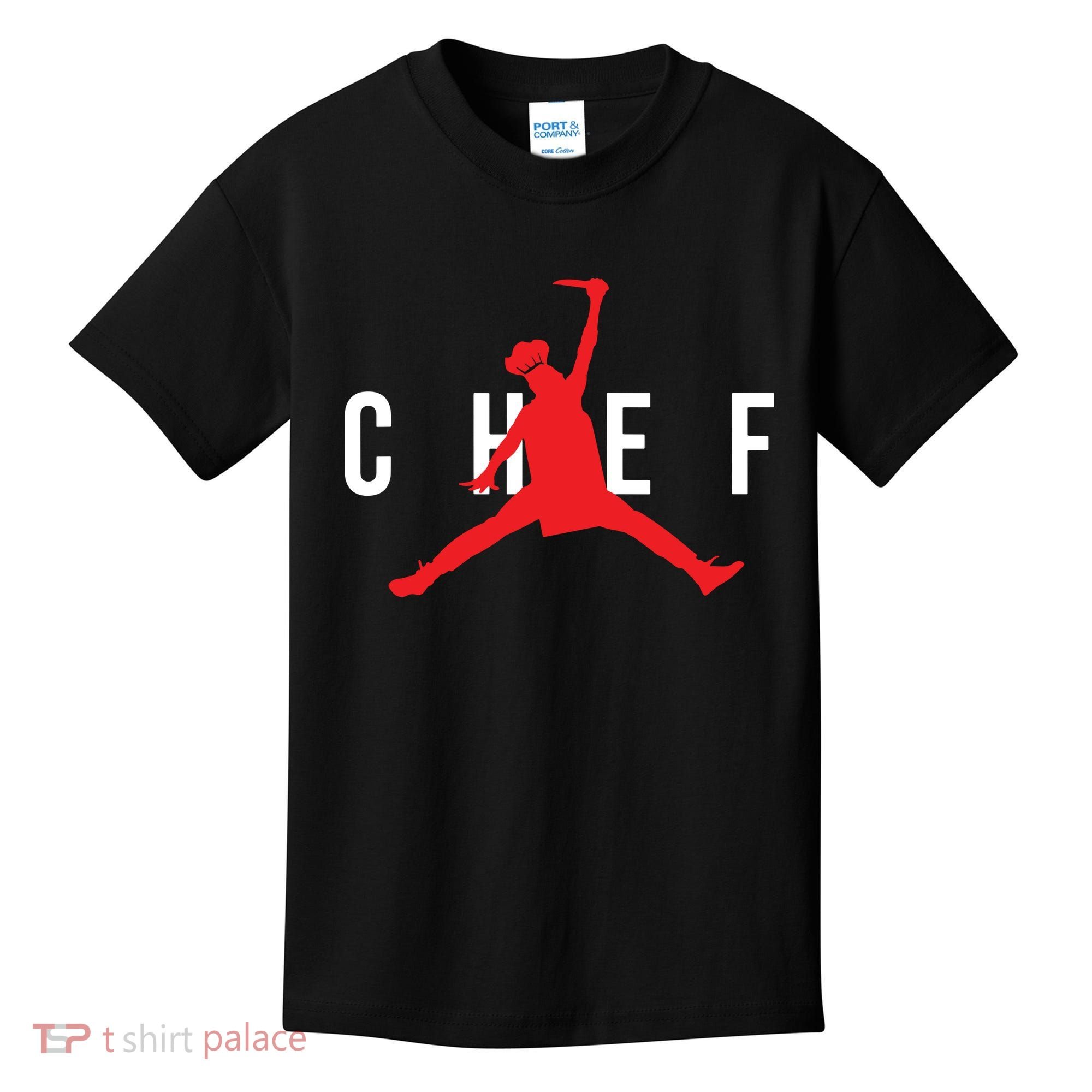 Funny Restaurant Chef Jumping Chef Knife Logo Kids T-Shirt