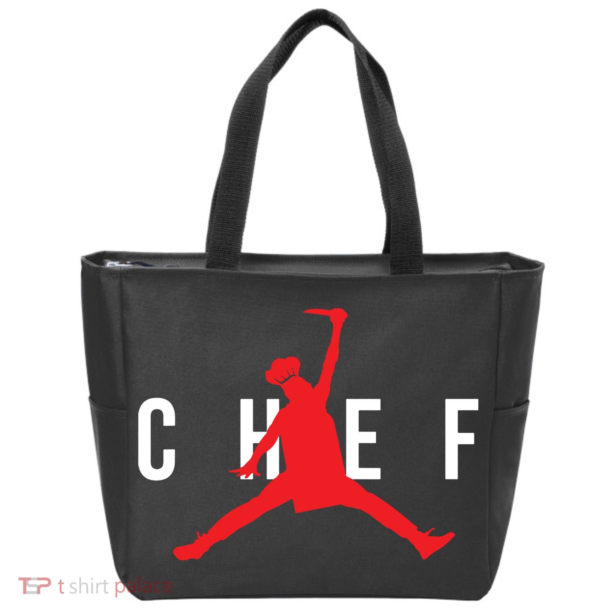 Funny Restaurant Chef Jumping Chef Knife Logo Tote Bag