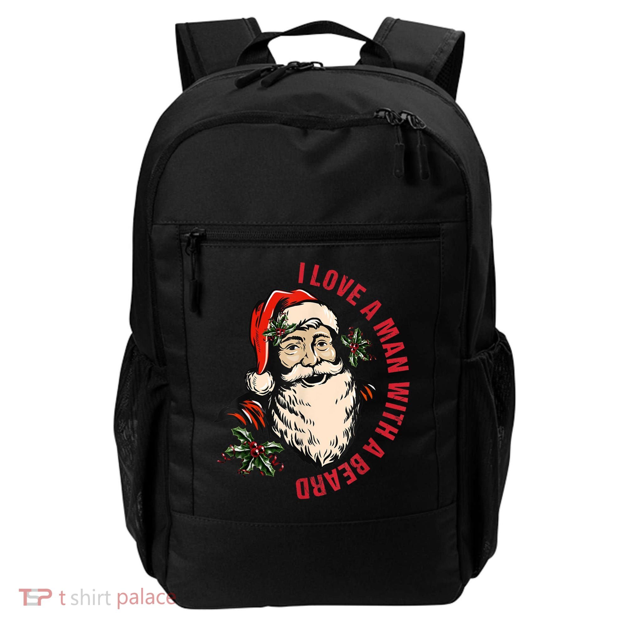 Funny Retro Christmas Santa Claus I Love A Man With A Beard Backpack