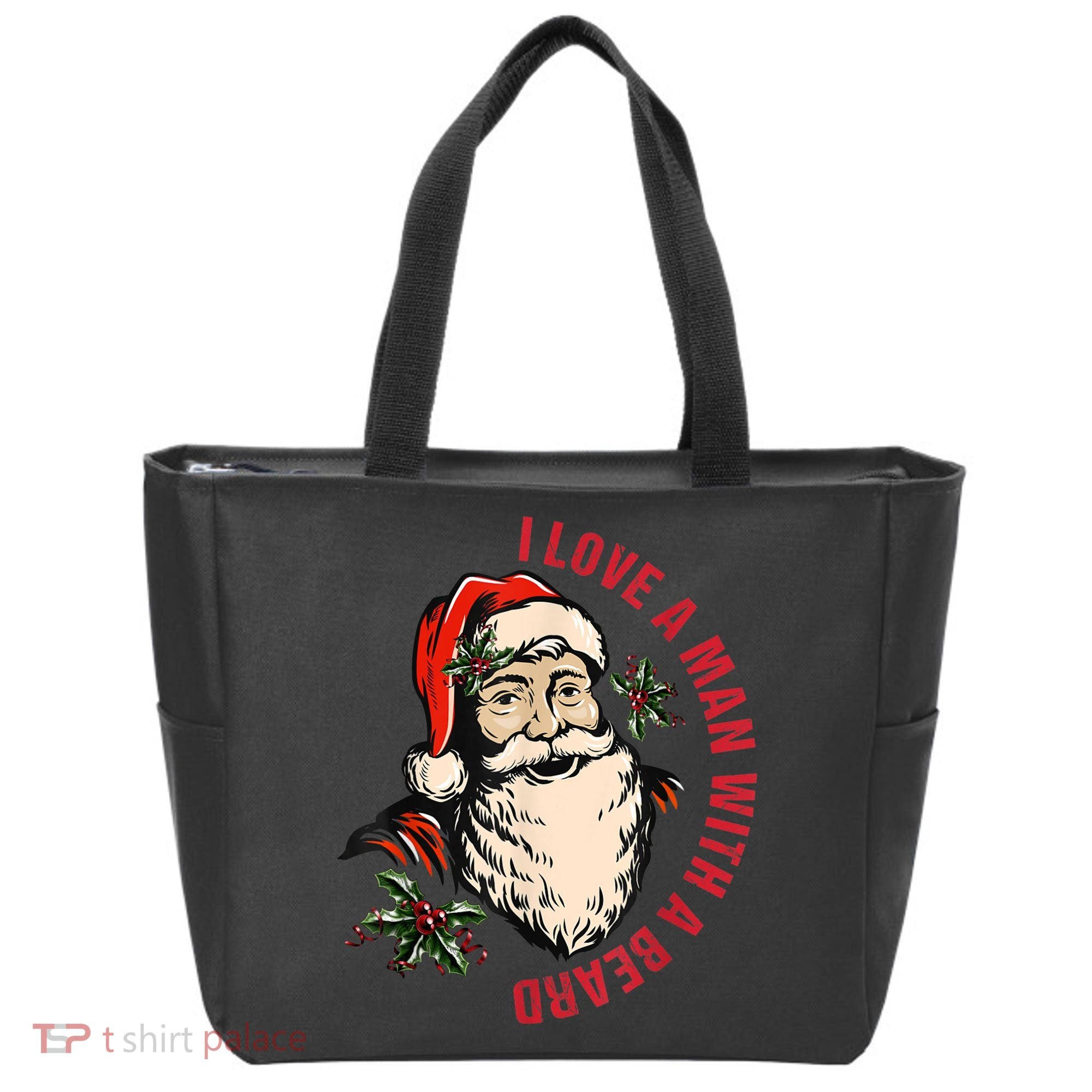 Funny Retro Christmas Santa Claus I Love A Man With A Beard Tote Bag