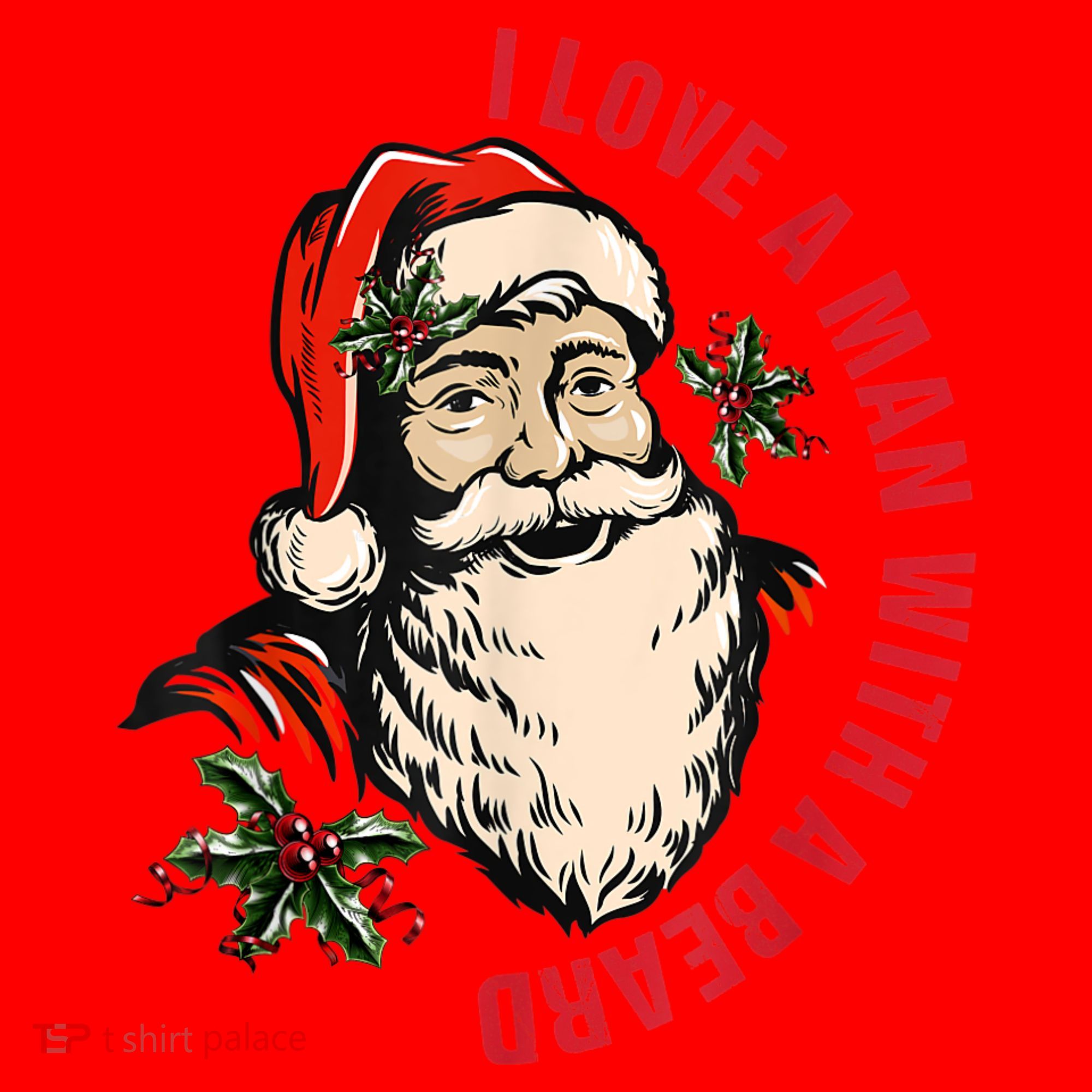 Funny Retro Christmas Santa Claus I Love A Man With A Beard Santa Hat