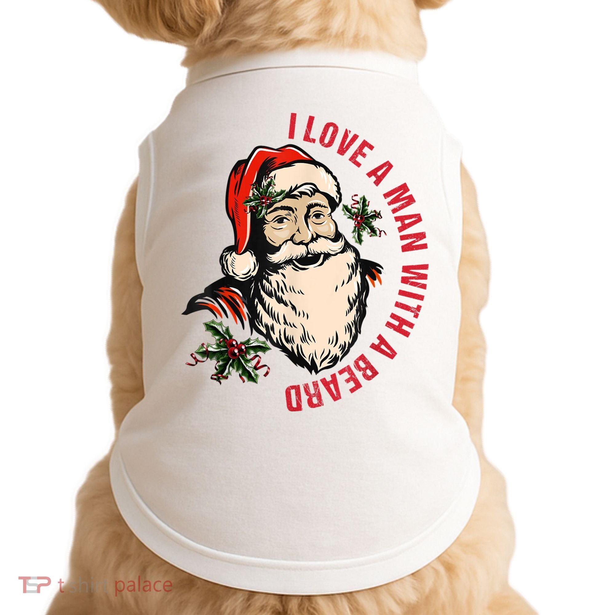 Funny Retro Christmas Santa Claus I Love A Man With A Beard Doggie Tank