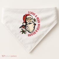 Funny Retro Christmas Santa Claus I Love A Man With A Beard USA-Made Doggie Bandana thumb 0