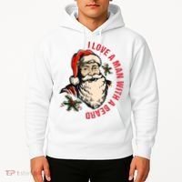 Funny Retro Christmas Santa Claus I Love A Man With A Beard Hoodie thumb 2