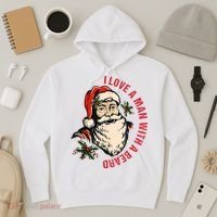 Funny Retro Christmas Santa Claus I Love A Man With A Beard Hoodie thumb 3