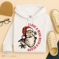 Funny Retro Christmas Santa Claus I Love A Man With A Beard Hoodie thumb 4