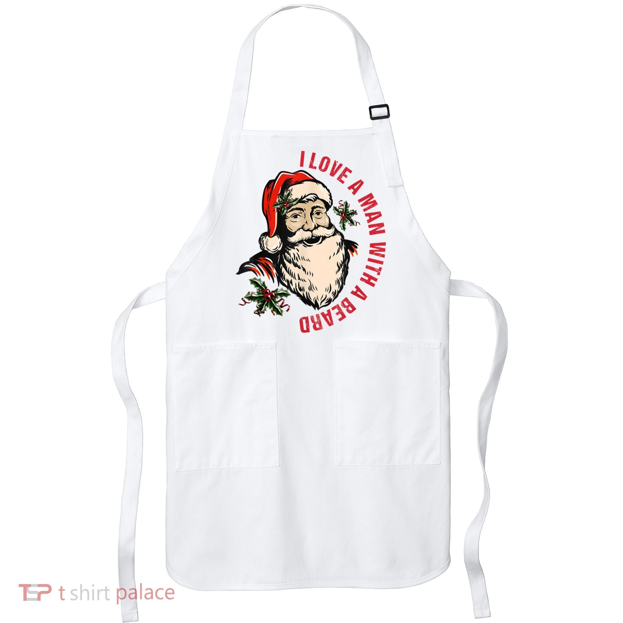 Funny Retro Christmas Santa Claus I Love A Man With A Beard Apron