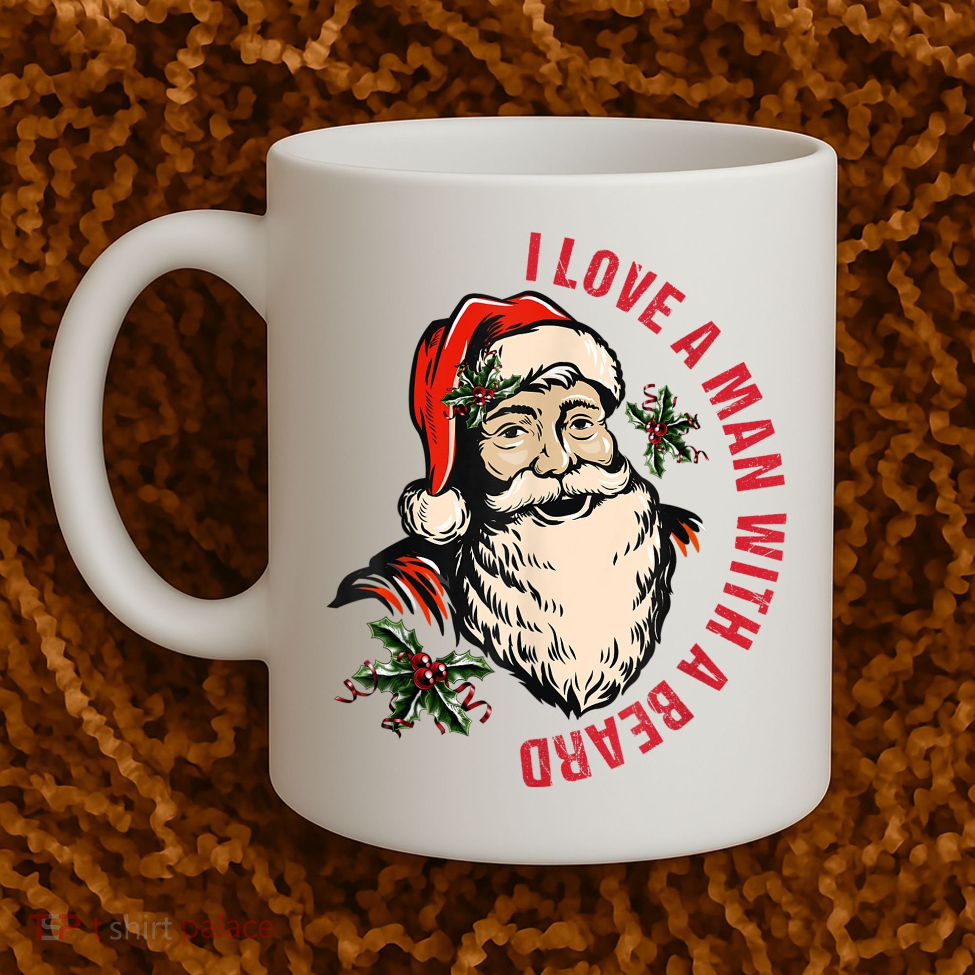 Funny Retro Christmas Santa Claus I Love A Man With A Beard Coffee Mug