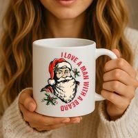 Funny Retro Christmas Santa Claus I Love A Man With A Beard Coffee Mug thumb 3