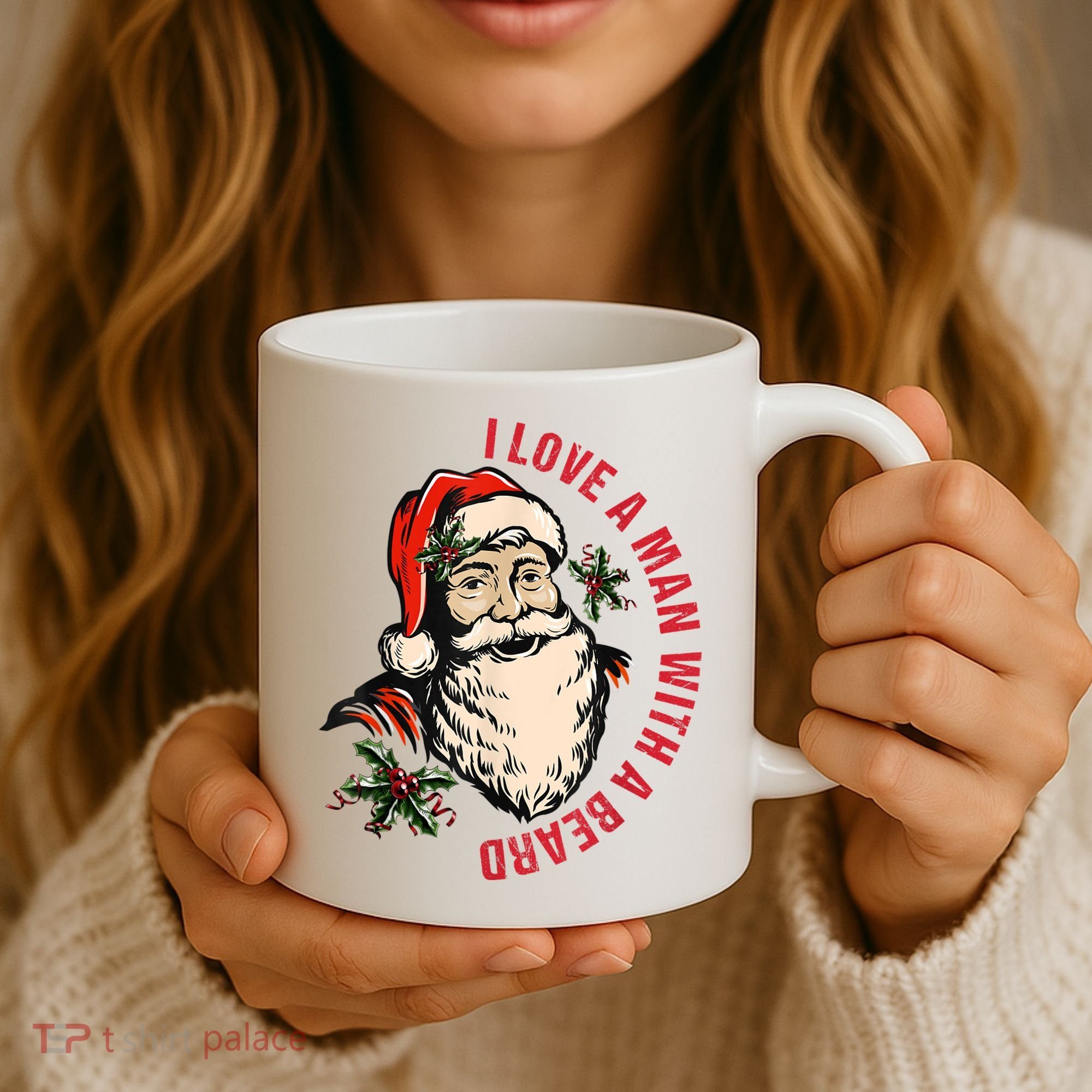 Funny Retro Christmas Santa Claus I Love A Man With A Beard Coffee Mug