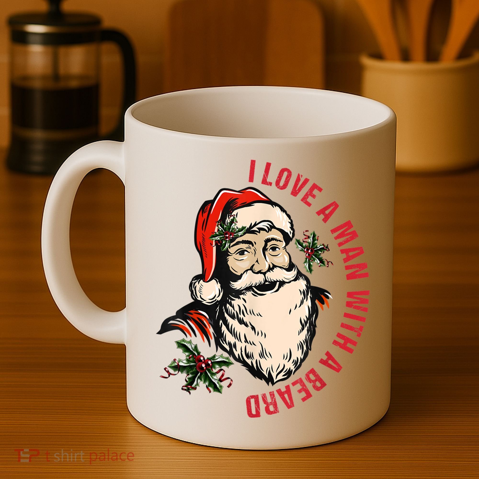 Funny Retro Christmas Santa Claus I Love A Man With A Beard Coffee Mug
