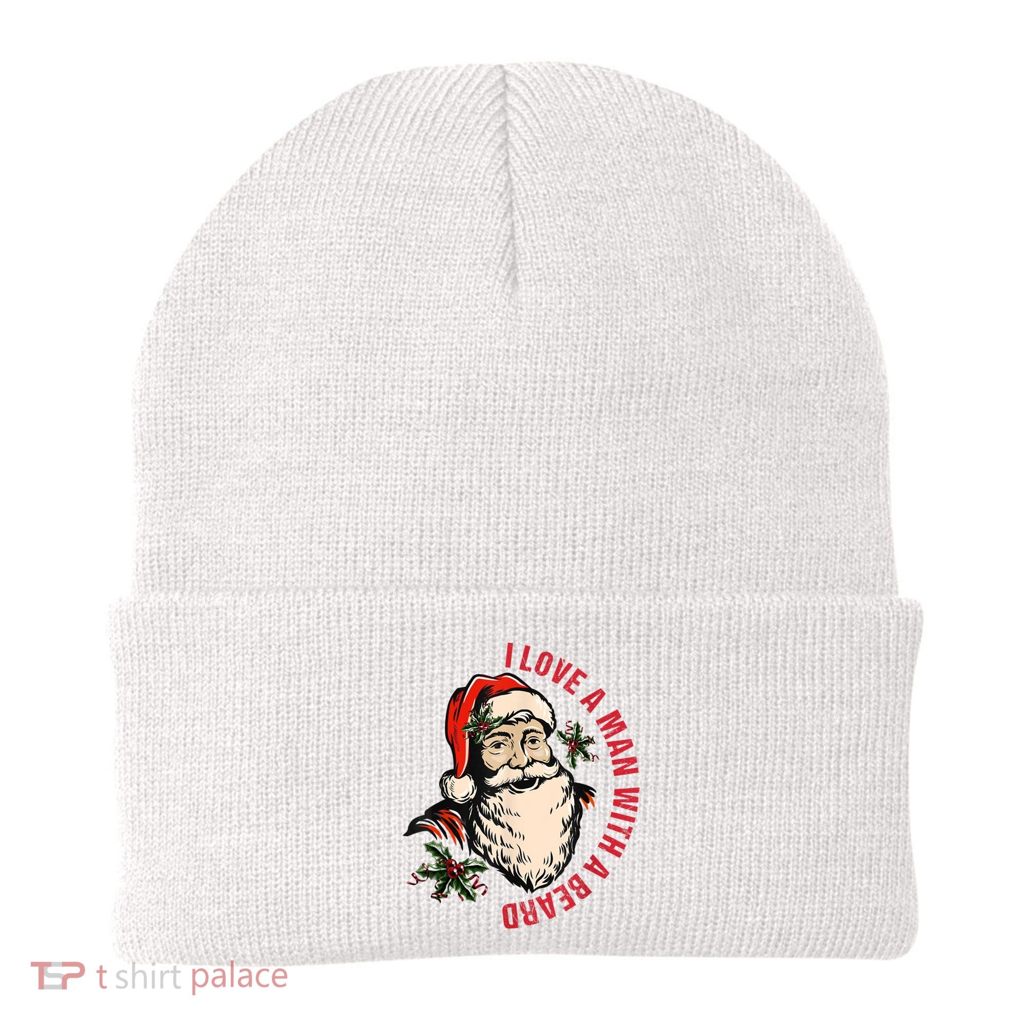 Funny Retro Christmas Santa Claus I Love A Man With A Beard Beanie