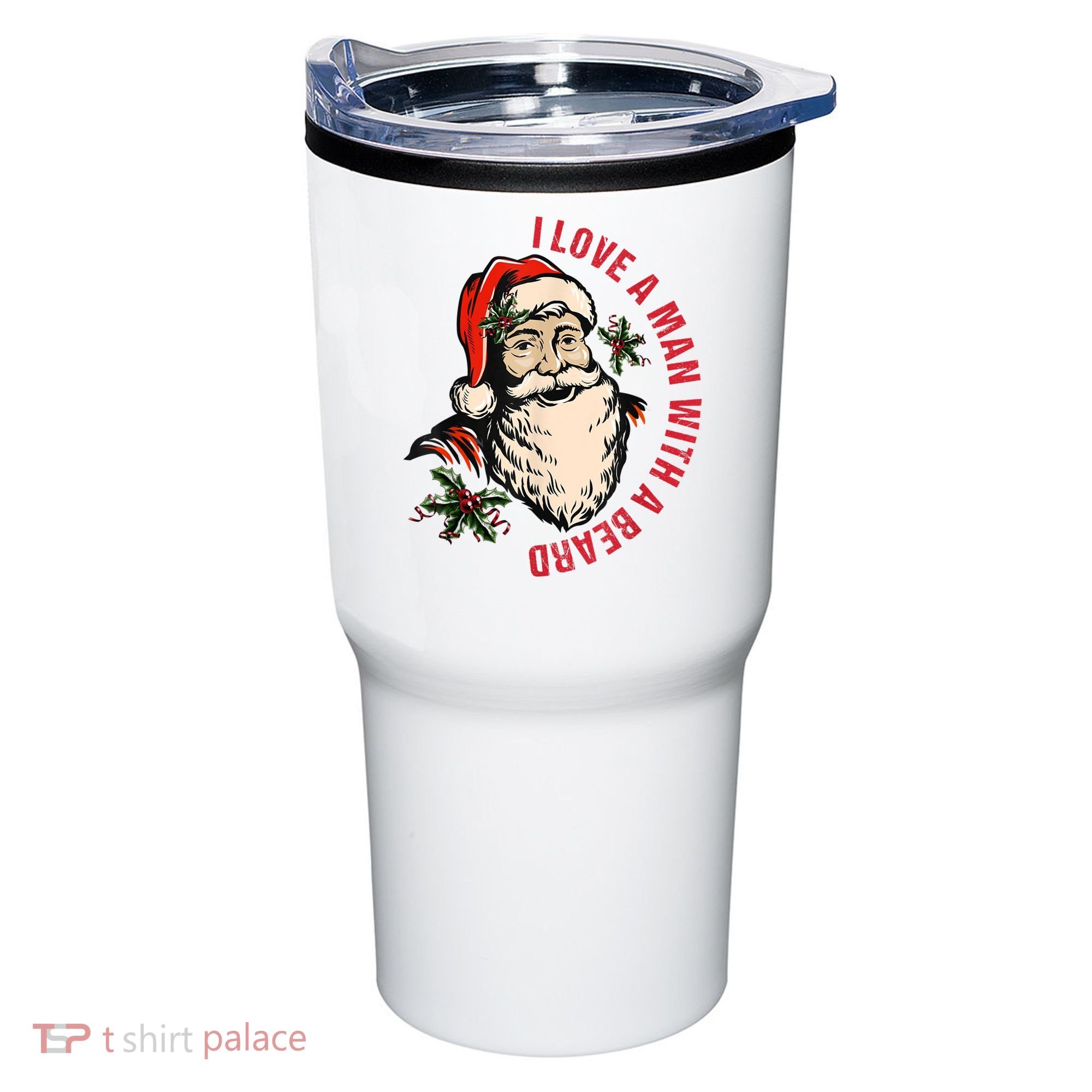 Funny Retro Christmas Santa Claus I Love A Man With A Beard Tumbler