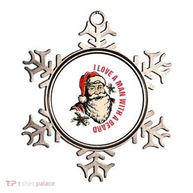 Funny Retro Christmas Santa Claus I Love A Man With A Beard Ornament