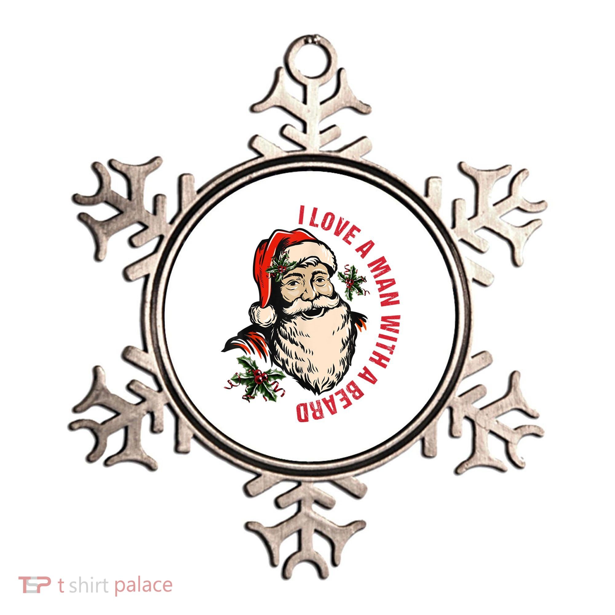 Funny Retro Christmas Santa Claus I Love A Man With A Beard Ornament