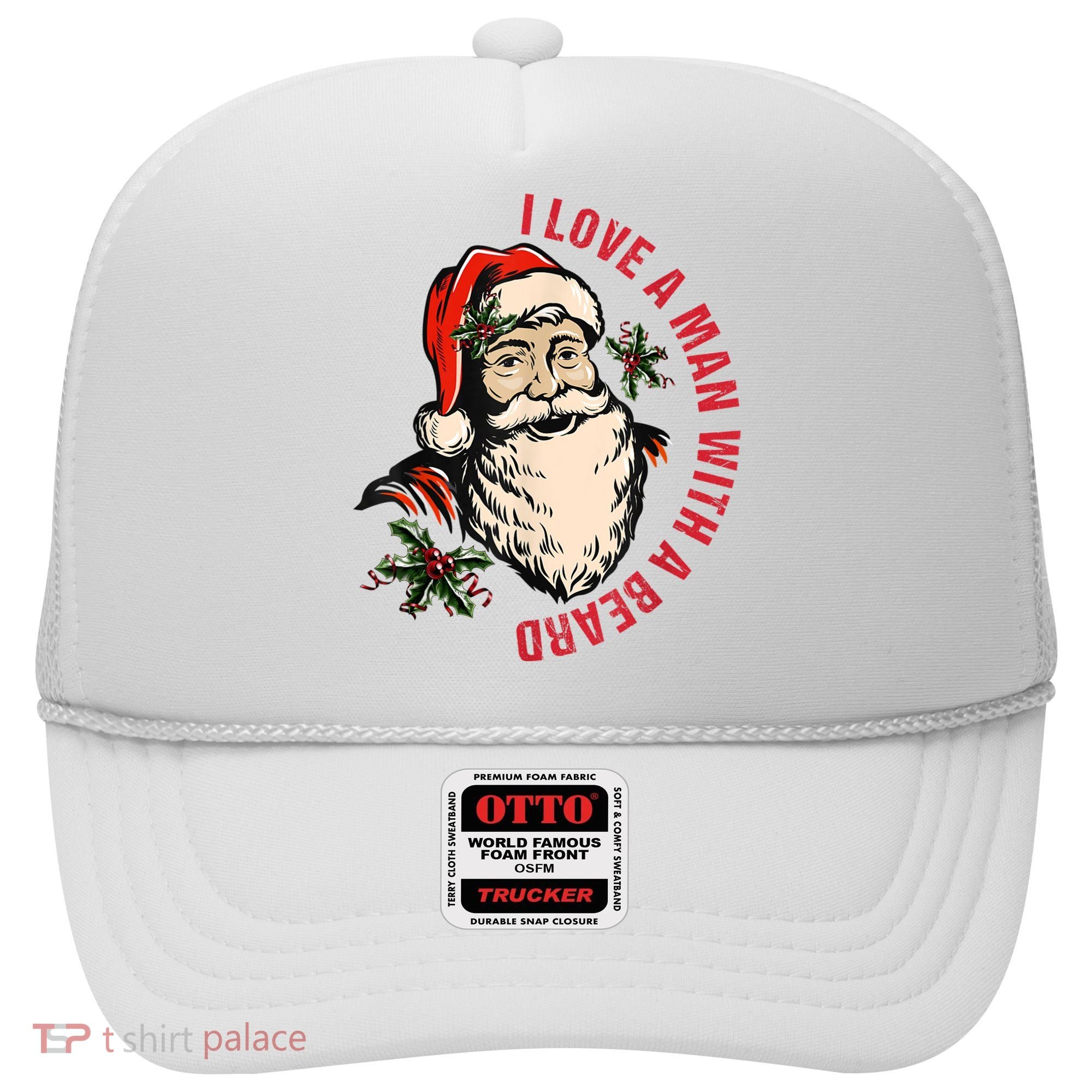 Funny Retro Christmas Santa Claus I Love A Man With A Beard Hat