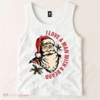 Funny Retro Christmas Santa Claus I Love A Man With A Beard Tank Top thumb 2