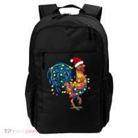 Funny Rooster Chicken Christmas Lights Pajama Farmer Funny Gift Backpack thumb 0