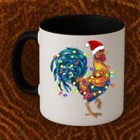 Funny Rooster Chicken Christmas Lights Pajama Farmer Funny Gift Coffee Mug thumb 2