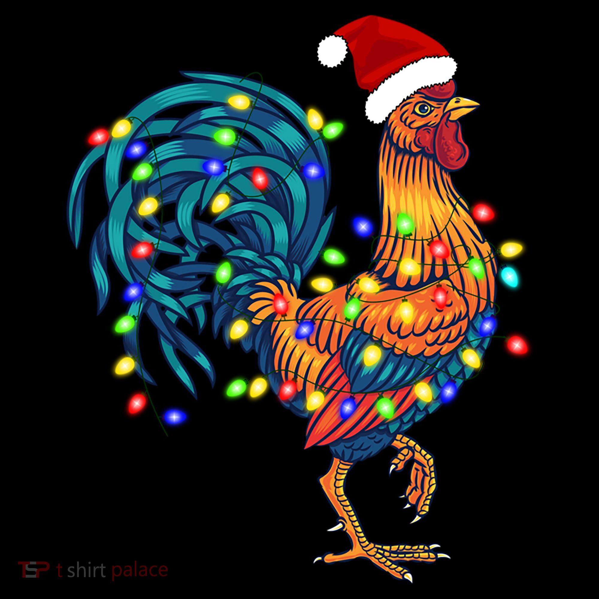 Funny Rooster Chicken Christmas Lights Pajama Farmer Funny Gift Coffee Mug