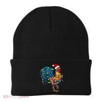 Funny Rooster Chicken Christmas Lights Pajama Farmer Funny Gift Beanie thumb 0
