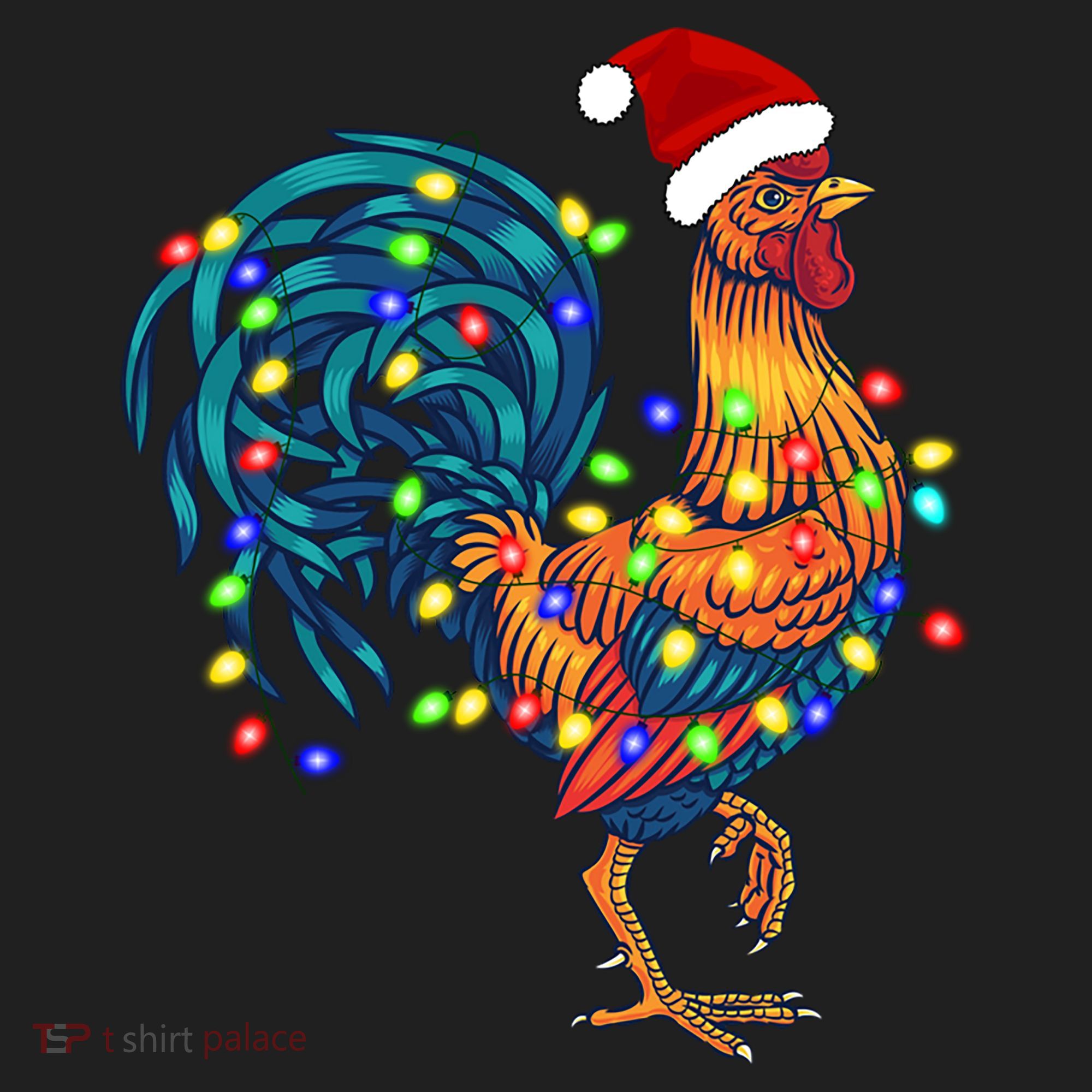Funny Rooster Chicken Christmas Lights Pajama Farmer Funny Gift Beanie