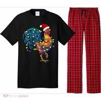 Funny Rooster Chicken Christmas Lights Pajama Farmer Funny Gift Pajama Set thumb 0