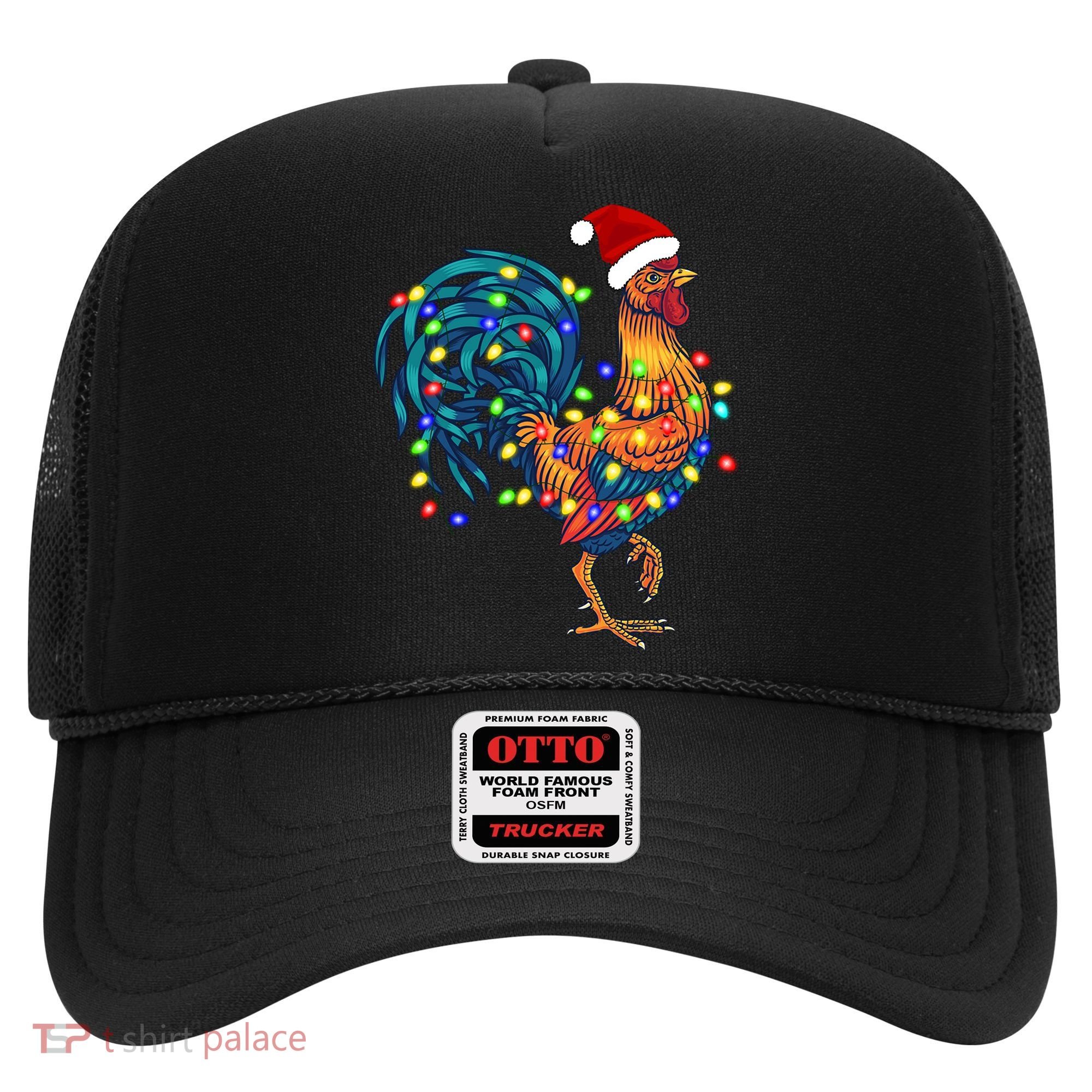 Funny Rooster Chicken Christmas Lights Pajama Farmer Funny Gift Hat