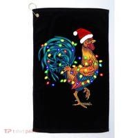 Funny Rooster Chicken Christmas Lights Pajama Farmer Funny Gift Golf Towel thumb 0