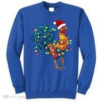 Funny Rooster Chicken Christmas Lights Pajama Farmer Funny Gift Sweatshirt thumb 0