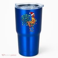Funny Rooster Chicken Christmas Lights Pajama Farmer Funny Gift Tumbler thumb 0
