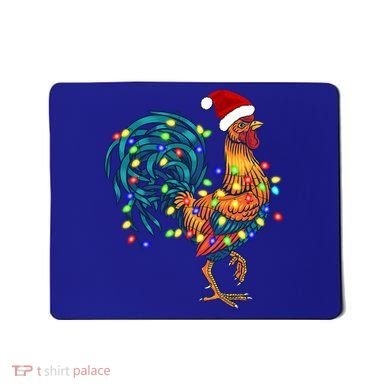 Funny Rooster Chicken Christmas Lights Pajama Farmer Funny Gift Mousepad